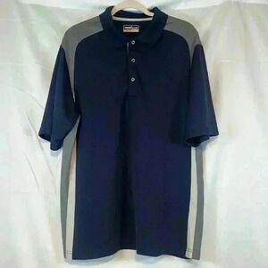 Grand Slam Performance Men's Short Sleeve Polo Golf Shirt, Blue/Grey, XL Tall